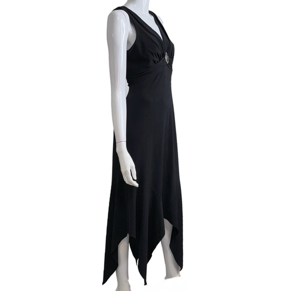 Compliance Alliance 1995 Diamante Sleeveless Asymmetrical Black Maxi Dress - Picture 3 of 8